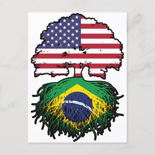 Brazil Brazilian American USA Tree Roots Flag Postcard