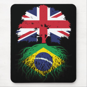 Brazil Brazilian British UK Tree Roots Flag Mouse Pad