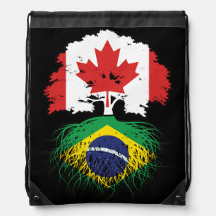 Brazil Brazilian Canadian Canada Tree Roots Flag Drawstring Bag