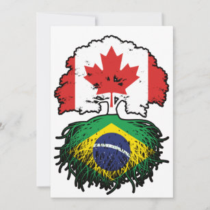 Brazil Brazilian Canadian Canada Tree Roots Flag Invitation