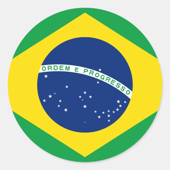 Brazil (Brazilian) Flag Classic Round Sticker (Front)