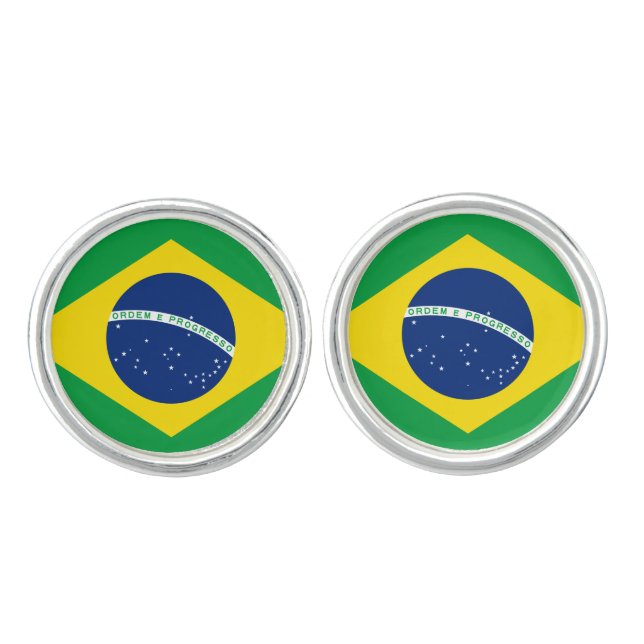Brazil (Brazilian) Flag Cufflinks (Front)