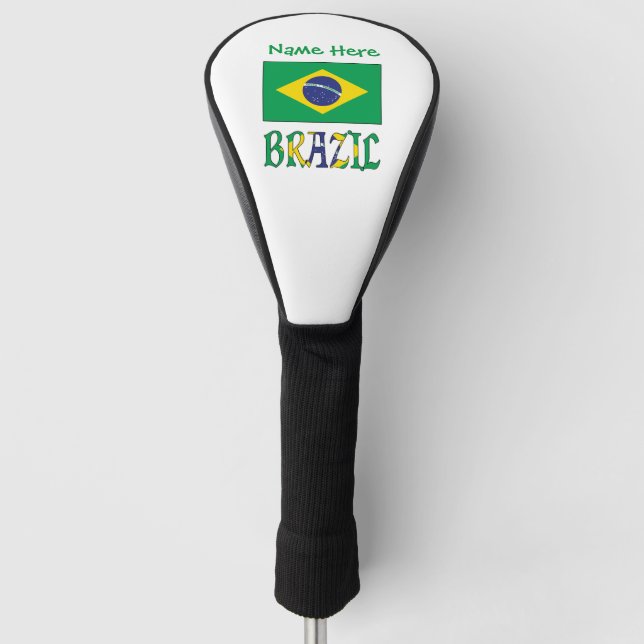 Brazil Brazilian Flag Green Personalization  Golf Head Cover (Front)
