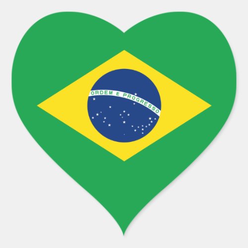 BrazilBrazilian Flag Heart Sticker