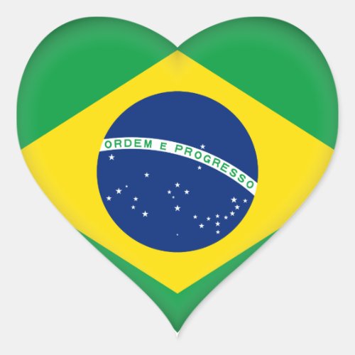 Brazil Brazilian Flag Heart Sticker