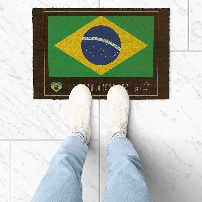 Brazil & Brazilian Flag house /sports Welcome Fiber Doormat (Insitu)