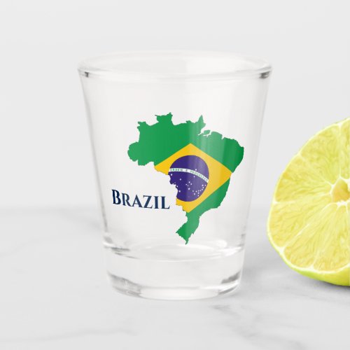 Brazil Brazilian Flag Map Shot Glass