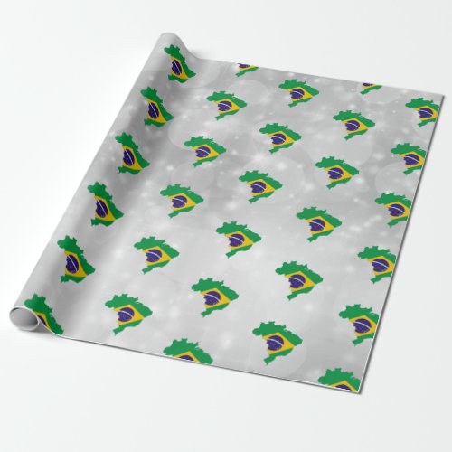 Brazil Brazilian Flag Map Wrapping Paper