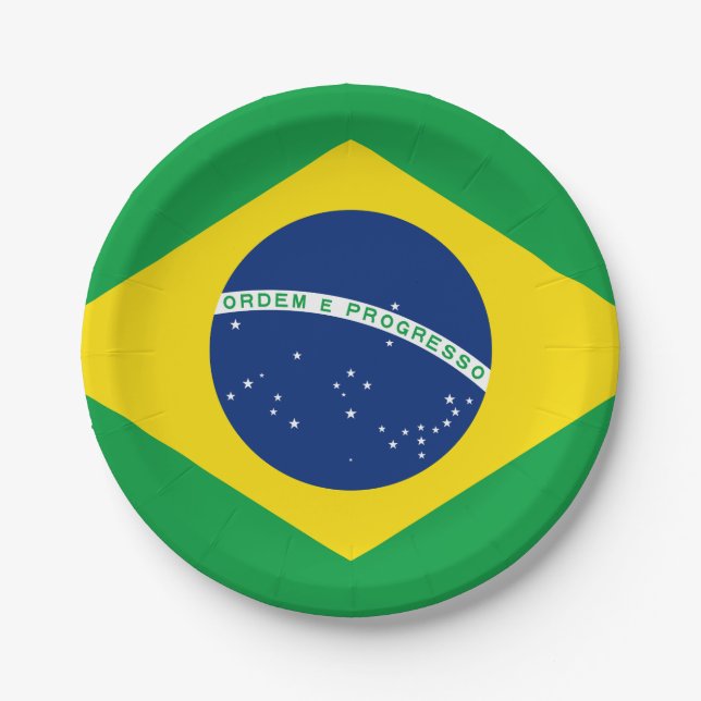 Brazil (Brazilian) Flag Paper Plates (Front)
