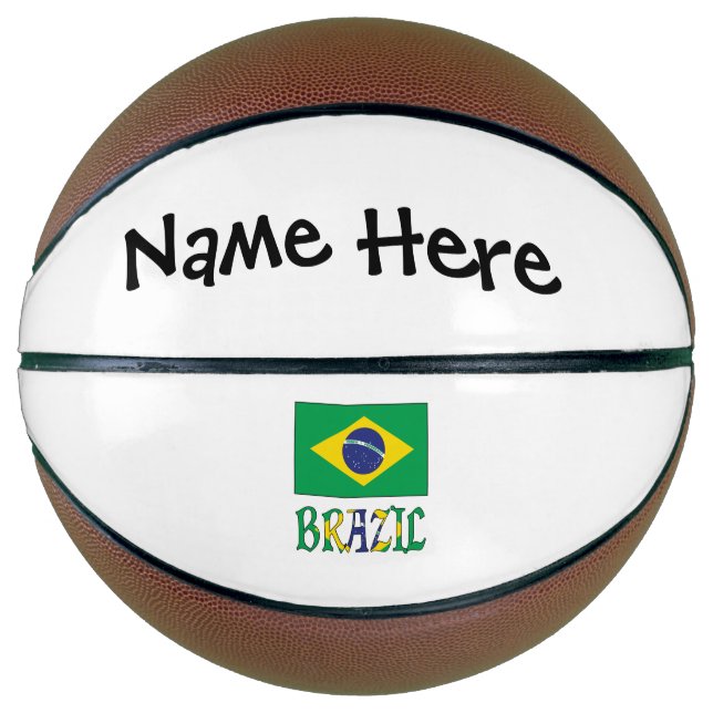 Brazil Brazilian Flag Personalized Name  Basketball (Front)
