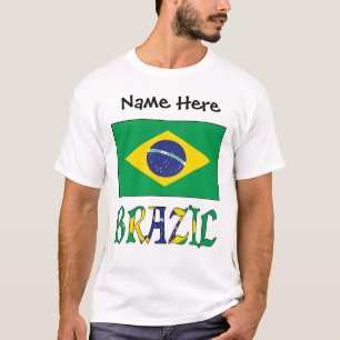 Brazil Brazilian Flag Personalized Name T-Shirt