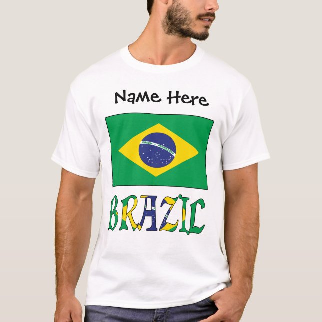 Brazil Brazilian Flag Personalized Name  T-Shirt (Front)