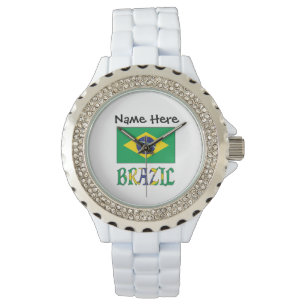 Brazil Brazilian Flag Personalized Name Watch