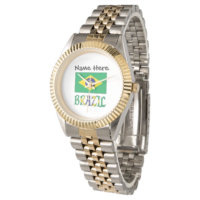 Brazil Brazilian Flag Personalized Watch (Angled)