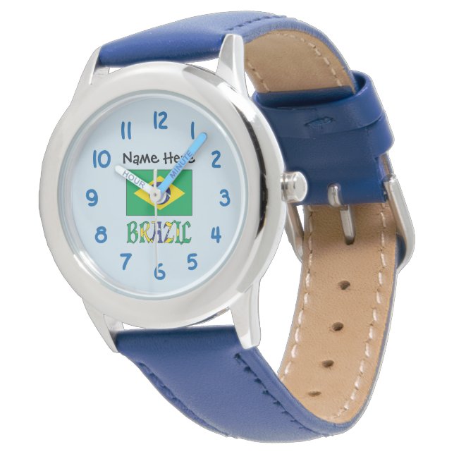Brazil Brazilian Flag Personalized Watch (Angled)