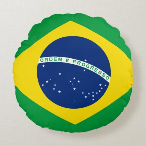 Brazil Brazilian Flag Round Pillow