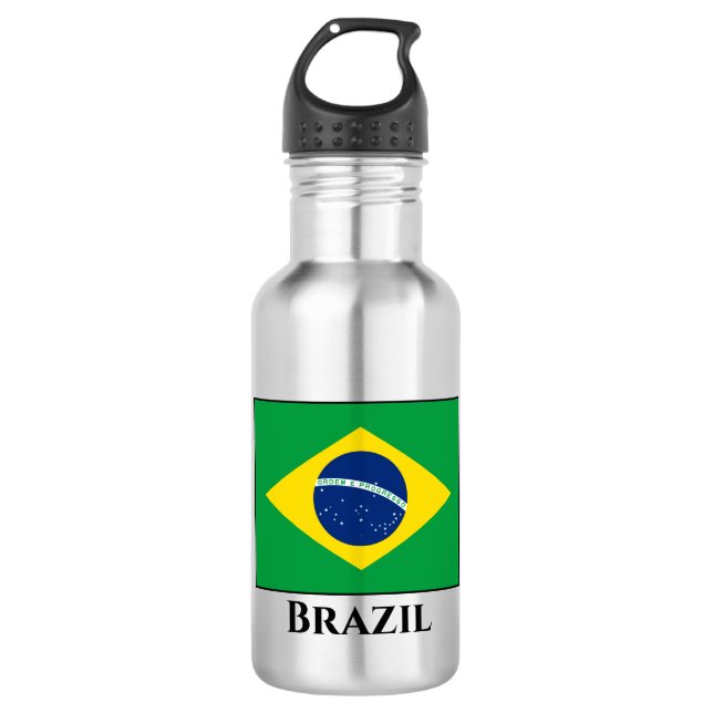 Brazil (Brazilian) Flag Stainless Steel Water Bottle (Front)