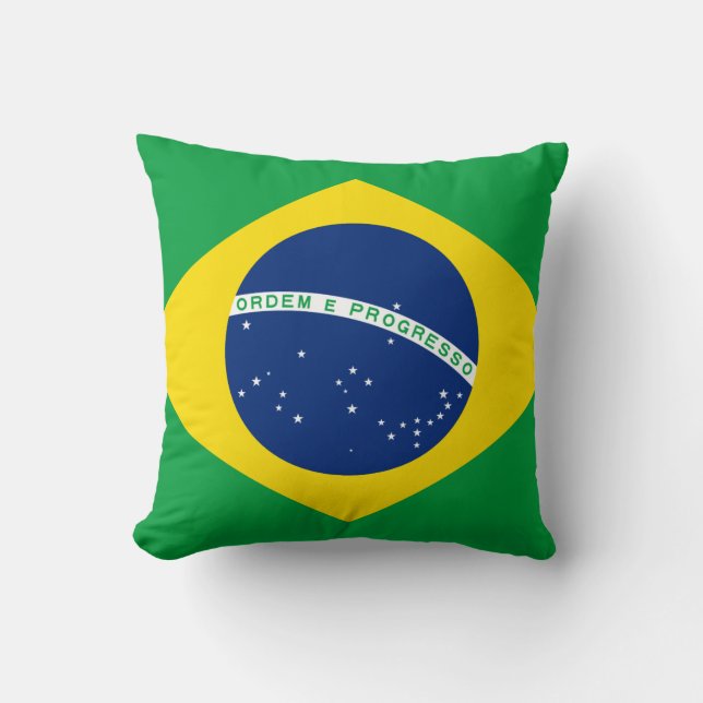 Brazil (Brazilian) Flag Throw Pillow (Front)
