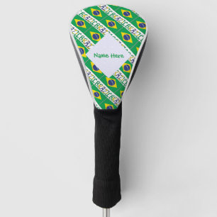 Brazil Brazilian Flag Tiled Green Personalization Golf Head Cover