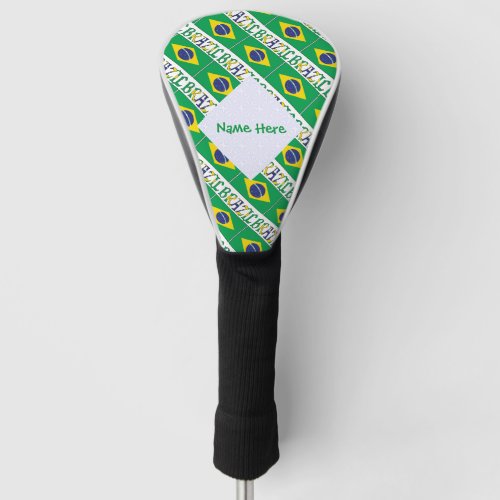 Brazil Brazilian Flag Tiled Green Personalization  Golf Head Cover