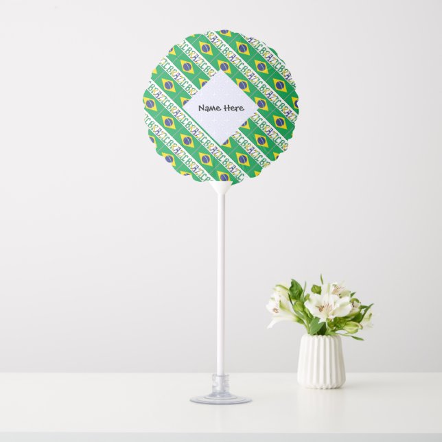 Brazil Brazilian Flag Tiled Personalized  Balloon (In SItu)