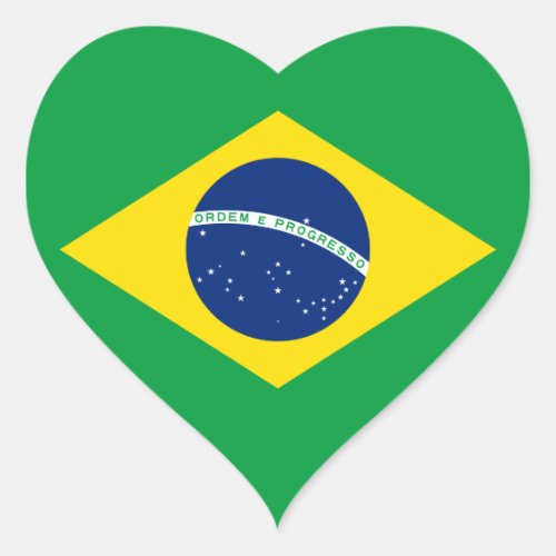 Brazil  Brazilian National Flag Heart Sticker