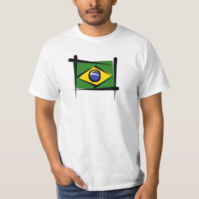 Brazil Brush Flag T-Shirt (Front)