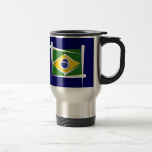 Brazil Brush Flag Travel Mug