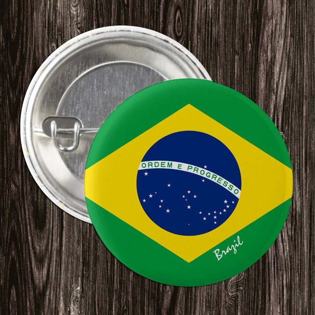 Brazil button, patriotic Brazilian Flag fashion Button (Creator Uploaded)