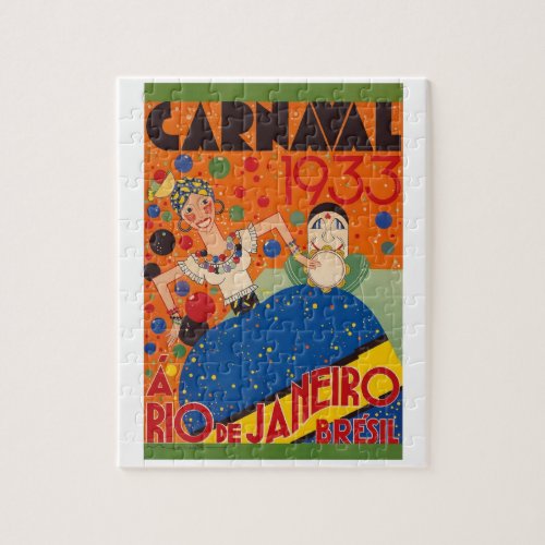 Brazil Carnival 1933 Vintage World Travel Poster Jigsaw Puzzle