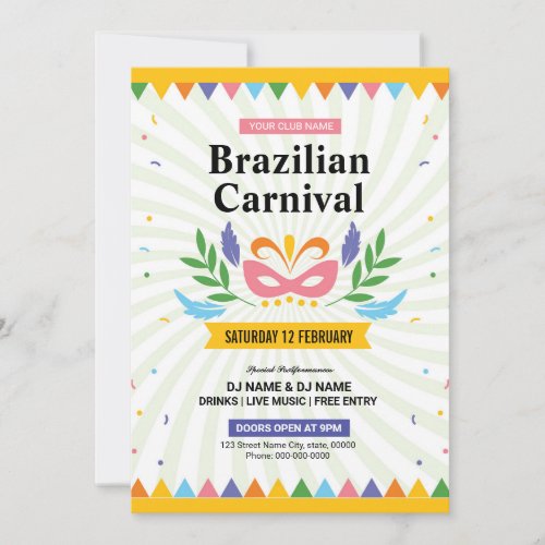 Brazil Carnival Party Flyer Invitation