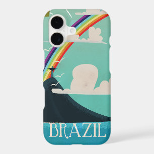 brazil christ the redeemer vintage travel poster iPhone 17 case