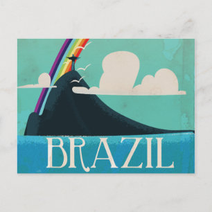brazil christ the redeemer vintage travel poster postcard