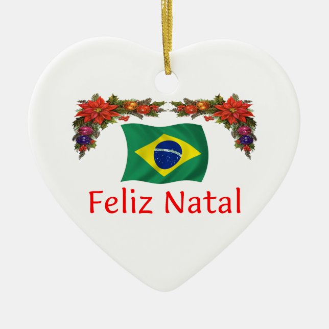 Brazil Christmas Ceramic Ornament (Front)