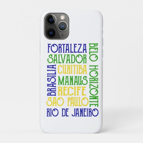 Brazil City Names Rio de Janeiro Sao Paulo  iPhone 11 Pro Case