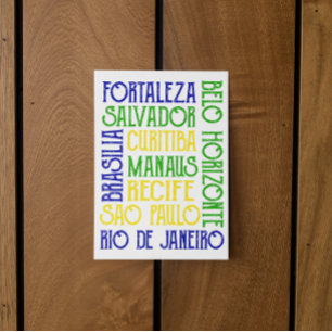 Brazil City Names Rio de Janeiro Sao Paulo  Postcard