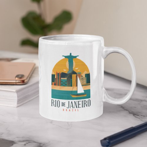 Brazil City Rio de Janeiro Vintage Magnetic Card Coffee Mug