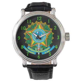 Brazil* Coat Of Arms Custom Wristwatch by Azorean at Zazzle