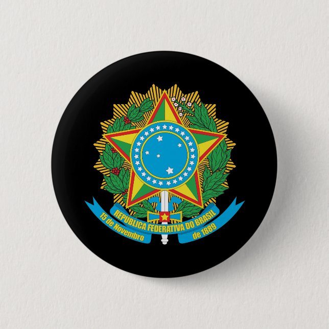 Brazil Coat Of Arms Pinback Button (Front)