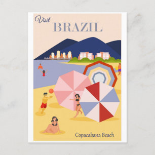 Brazil Copacabana Beach Vintage Postcard