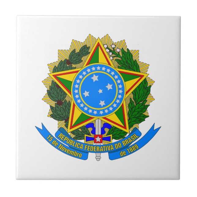 brazil country coat arms symbol emblem star flag ceramic tile (Front)