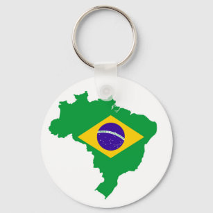 brazil country flag map shape brazilian keychain