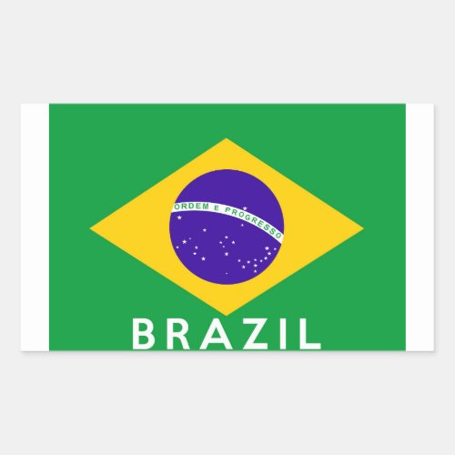 brazil country flag symbol name text rectangular sticker