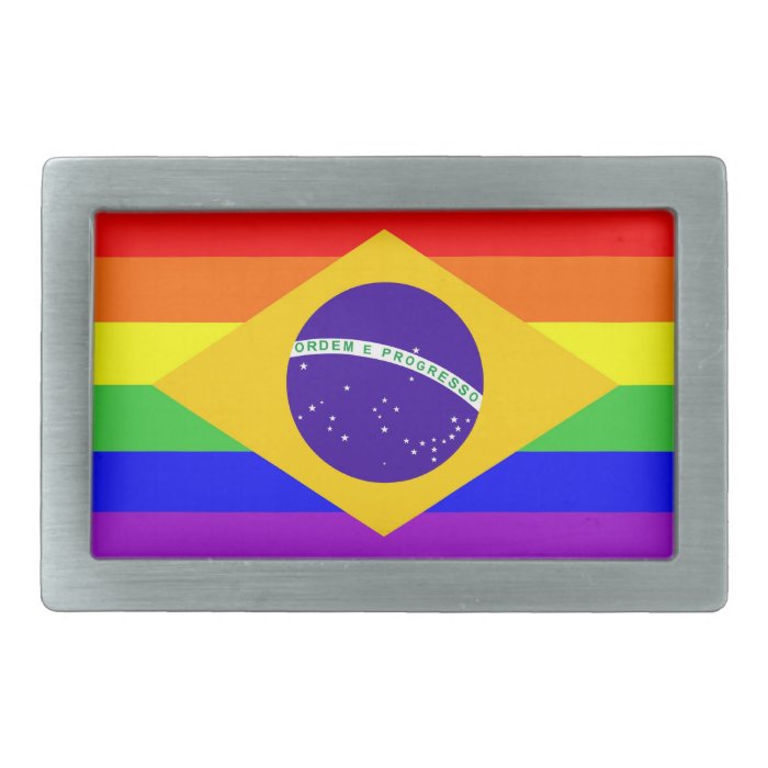 brazil country gay proud rainbow flag belt buckles