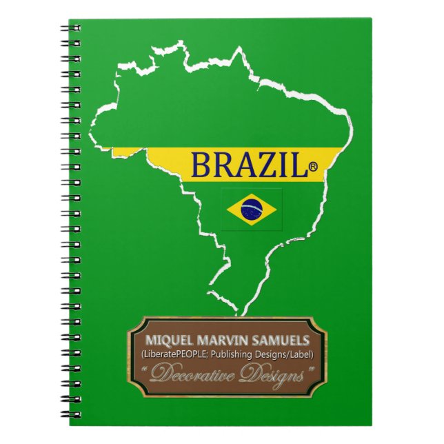 Brazil country outline Flag Colors Modern Notebook (Front)