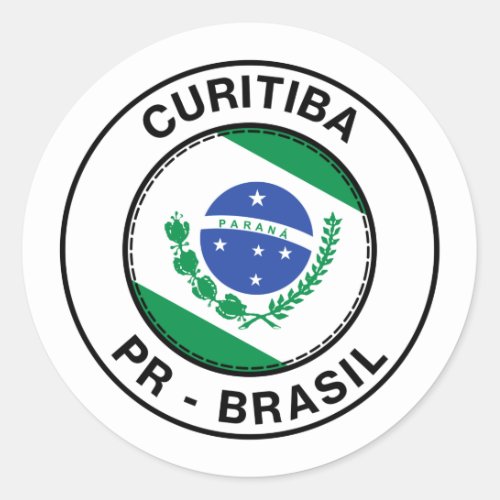 Brazil Curitiba Parana PR Bandeira Stamp Classic Round Sticker