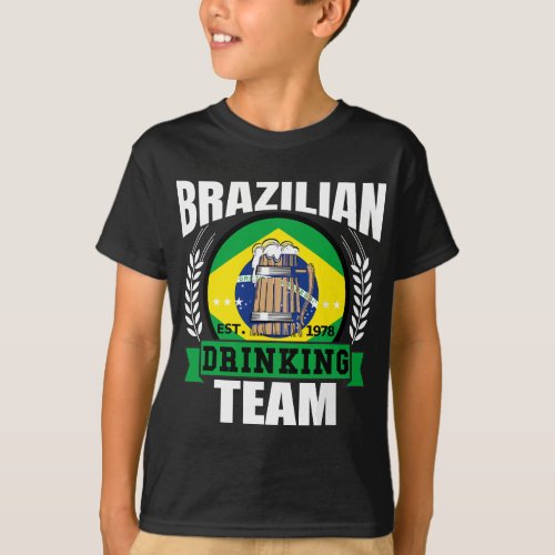 Brazil Drinking Team Funny Brazilian Flag Beer Par T_Shirt