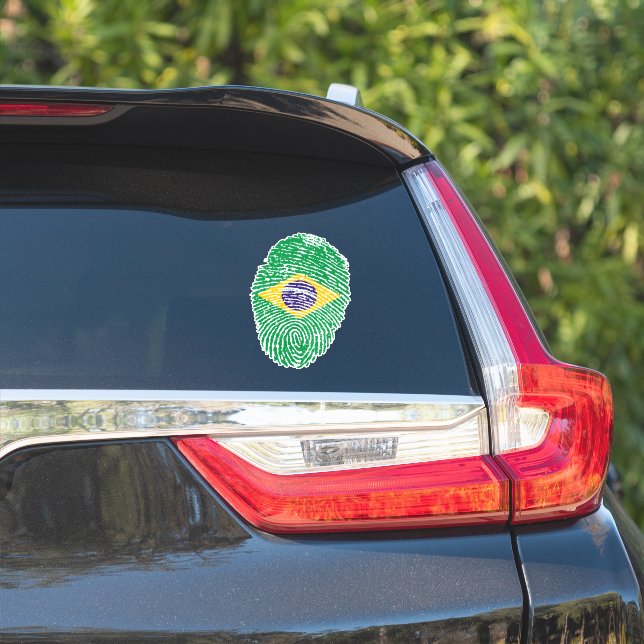 Brazil Fingerprint Flag Sticker (Car Side)