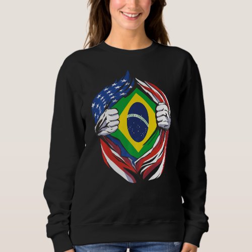 Brazil Flag American Proud of My Brazilian Heritag Sweatshirt