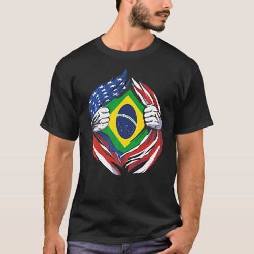 Brazil Flag American Proud of My Brazilian Heritag T_Shirt